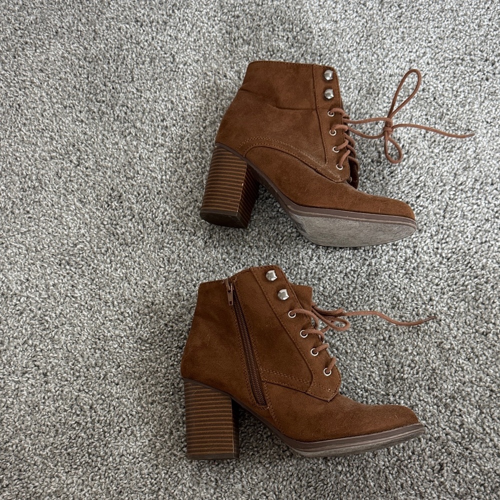 Soda Brown Lace Up Boots - Picture 3 of 7